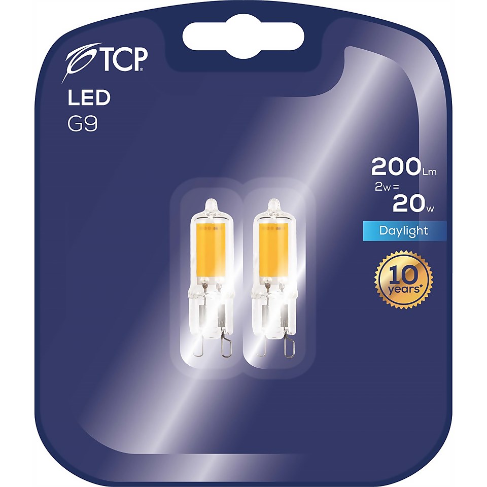 TCP Lightbulbs Glass G9 2W Daylight 2 pack