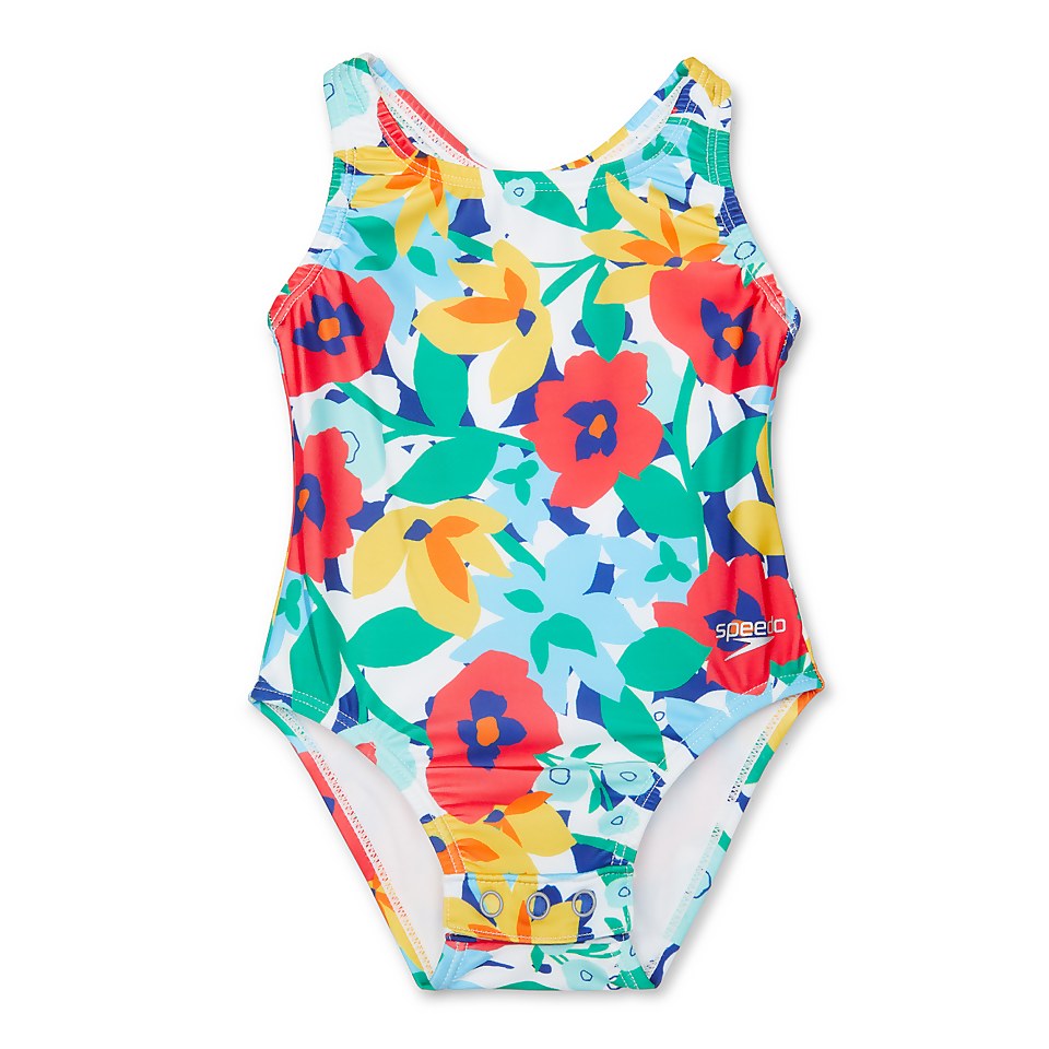 Girls Printed Snap One Piece Blue/Red