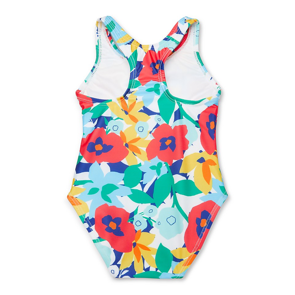 Girls Printed Snap One Piece Blue/Red