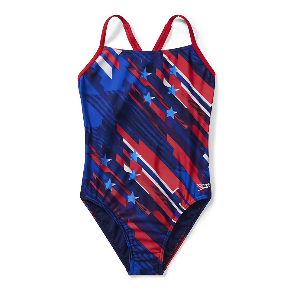 Women's Stripes And Stars Relay Back One Piece Red