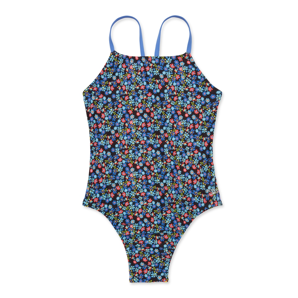 Women's Printed Fixed Back One Piece Black