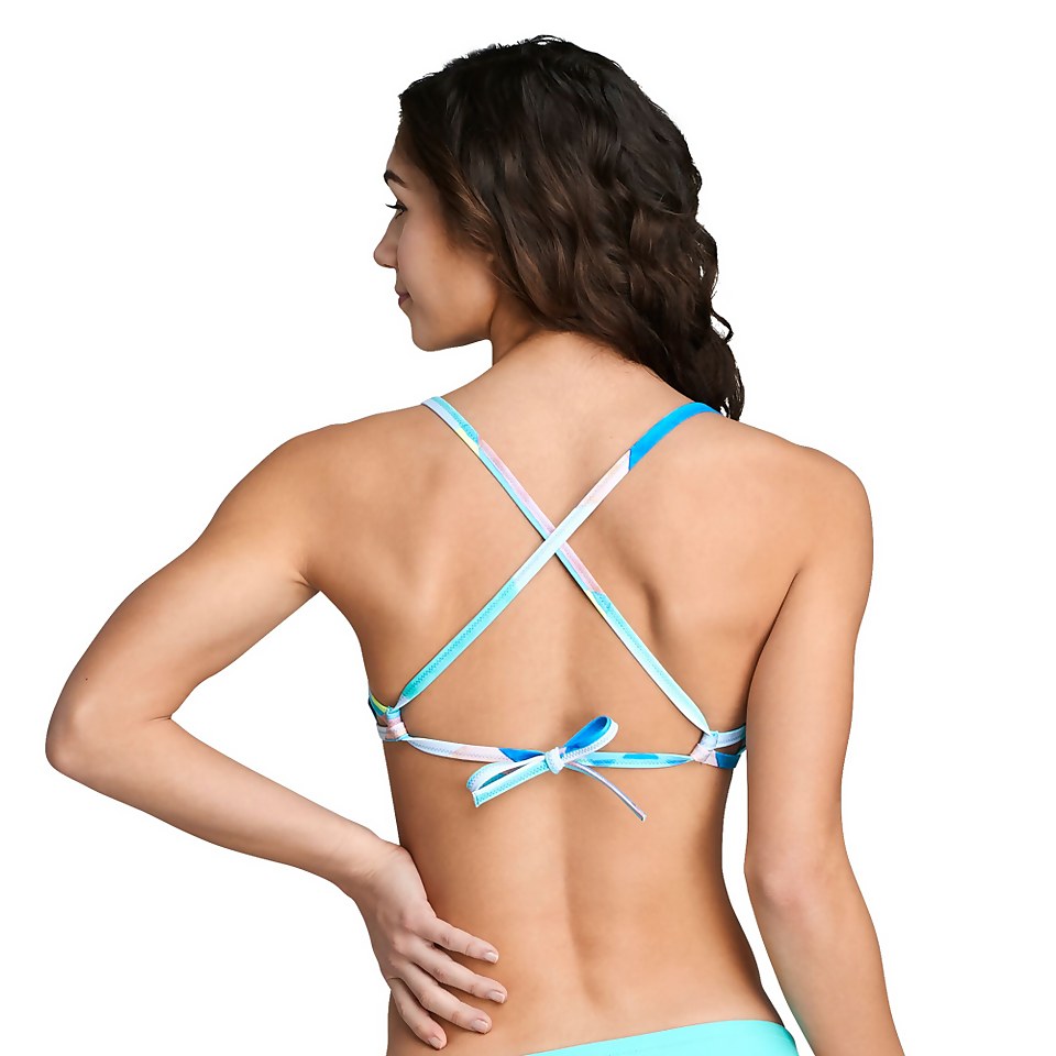 Print Peek-A-Boo Tie Back Bikini Top