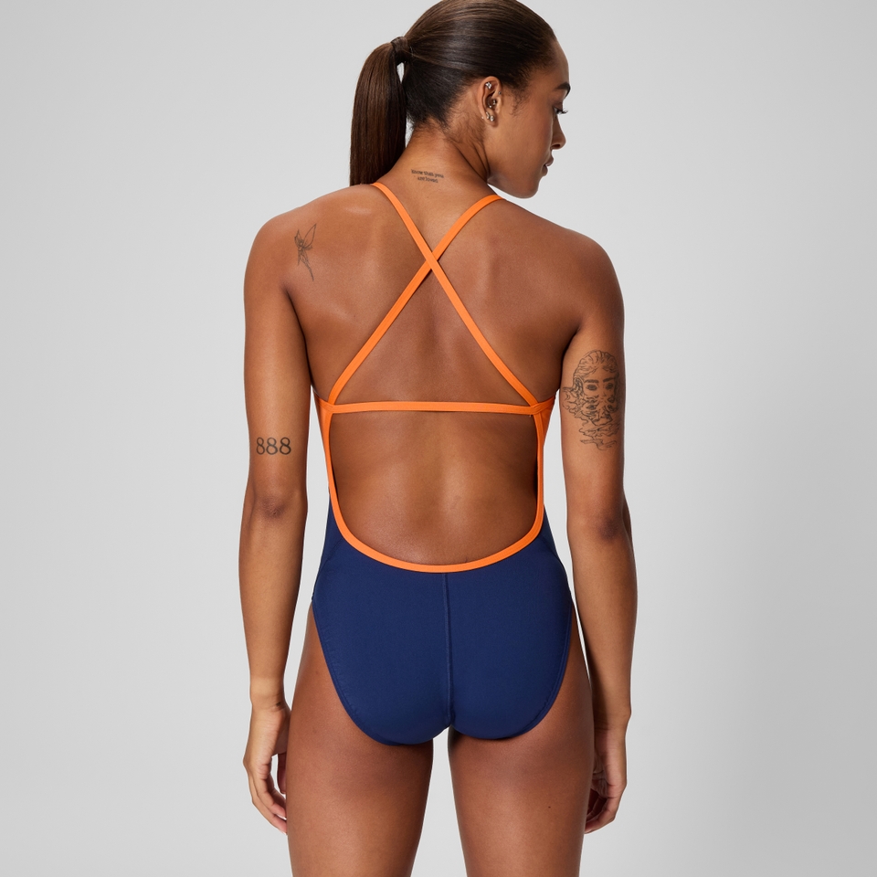Women's Spark Splice Crossback One Piece Orange