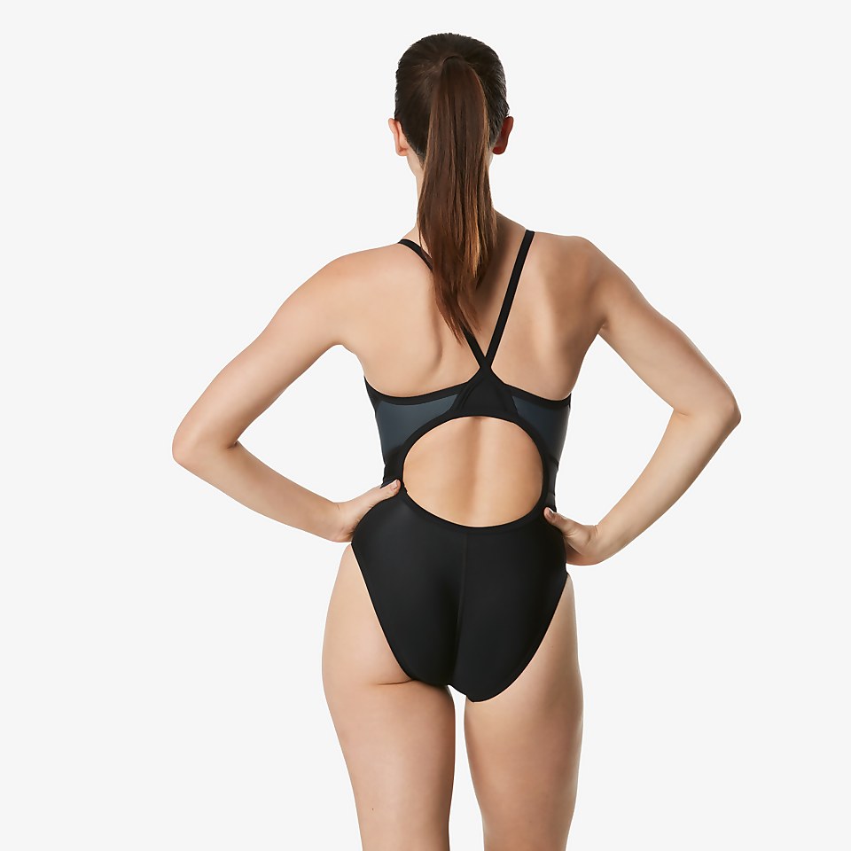 Women's Tone Setter Splice Flyback One Piece Silver