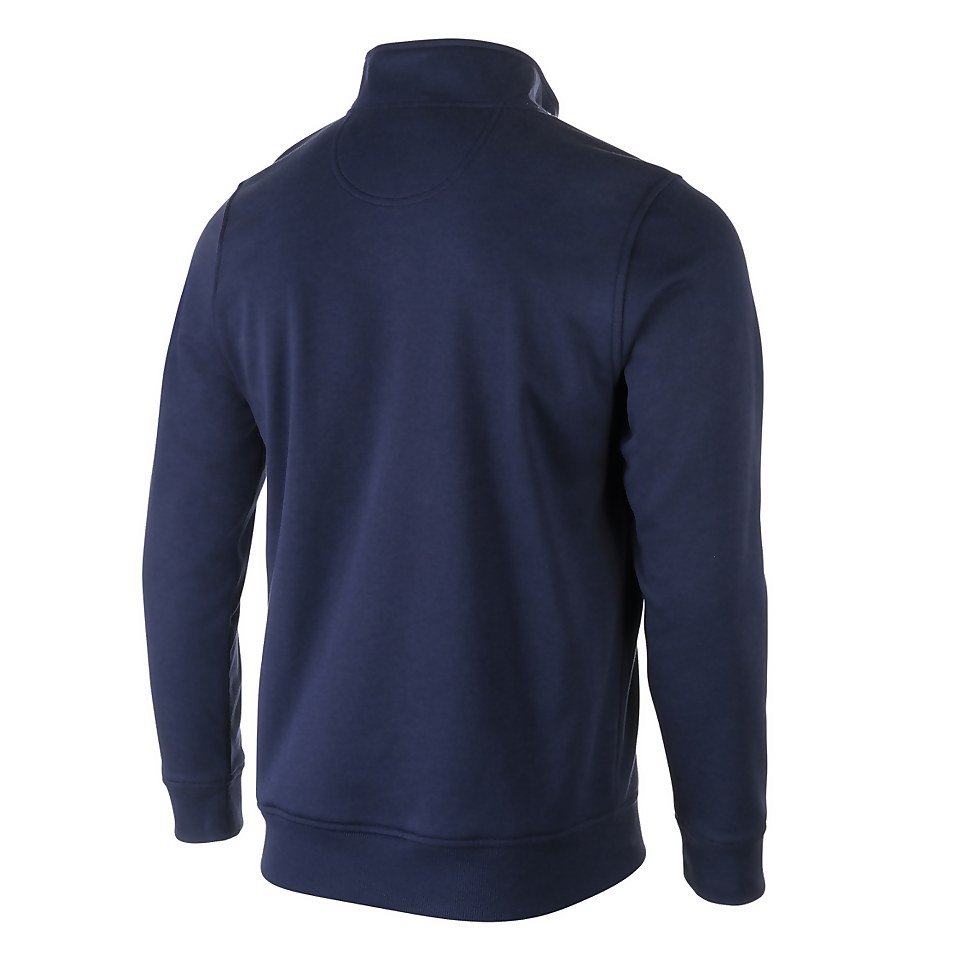 Unisex Long Sleeve Fleece Zip White/Navy