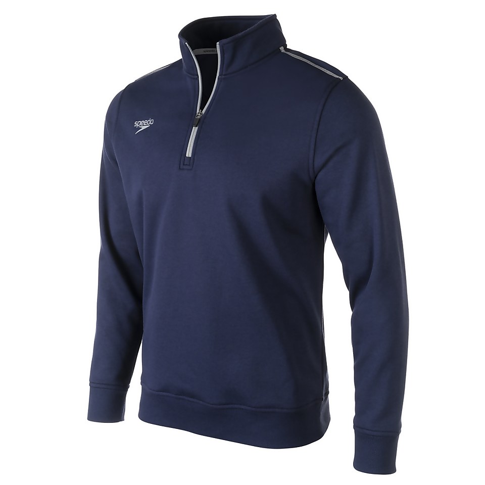 Unisex Long Sleeve Fleece Zip White/Navy