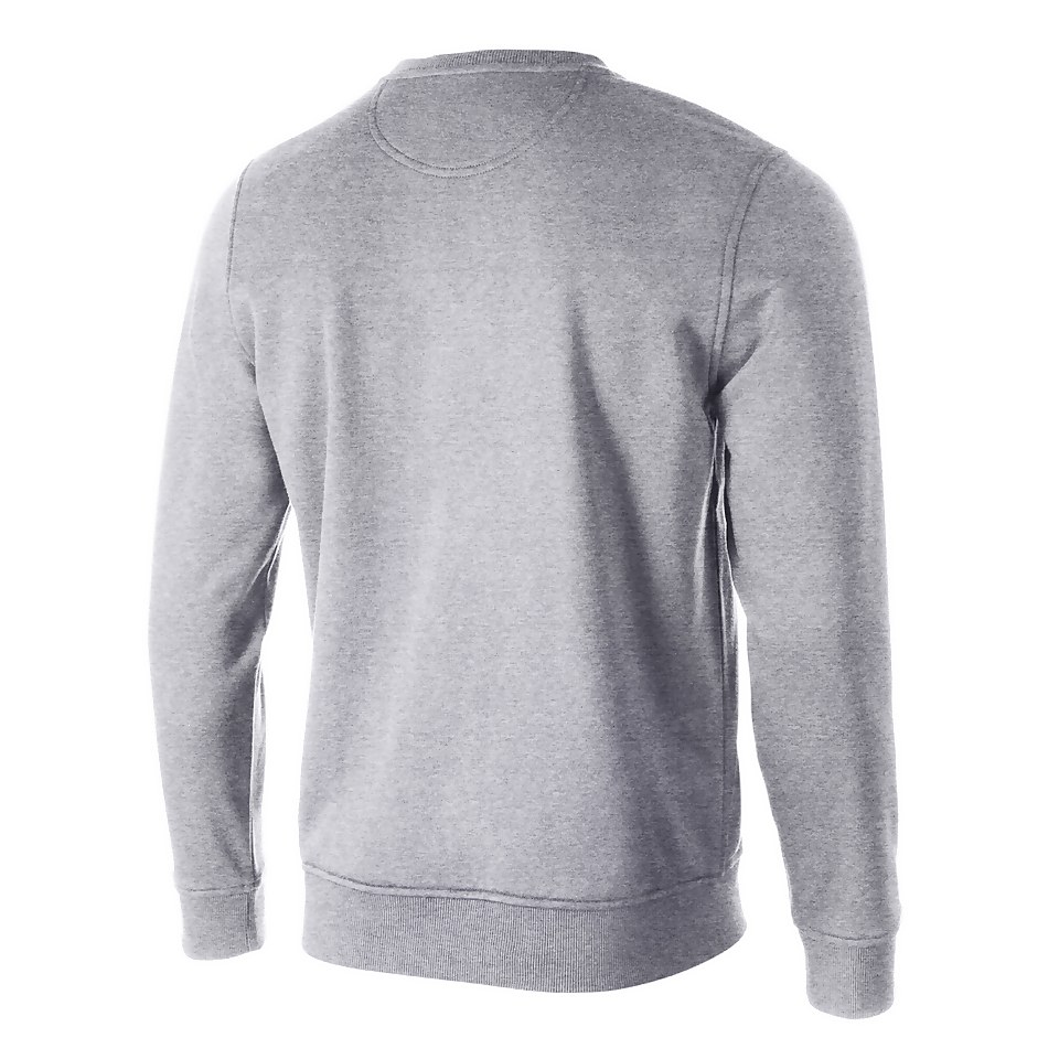 Chandail en coton molletonné ras du cou manches longues unisexe, gris