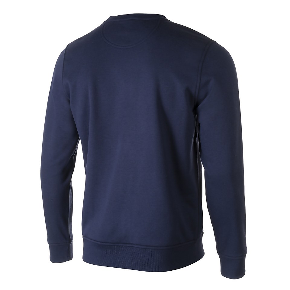 Unisex Long Sleeve Fleece Crewneck Gray/Navy