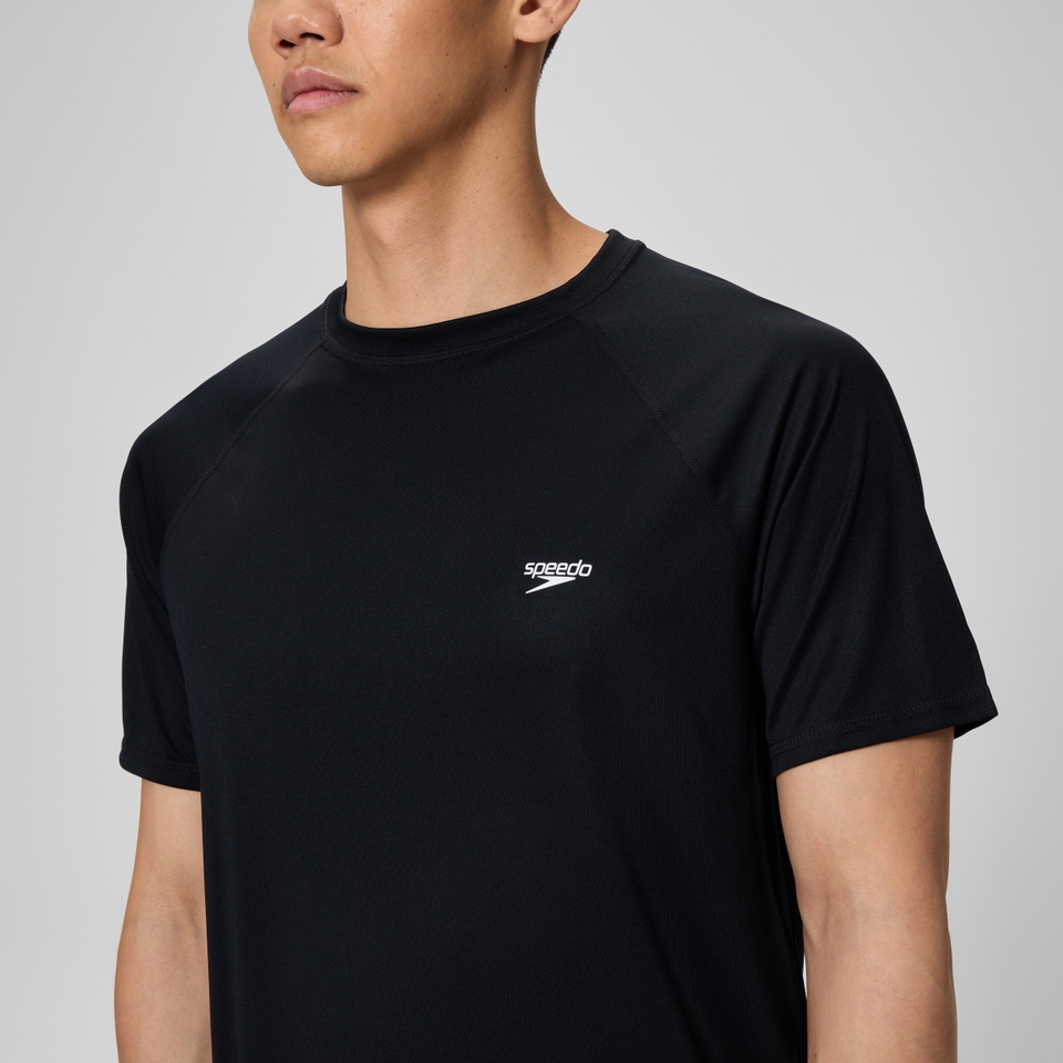 Men's New Easy Short Sleeve Swim Rashguard Black