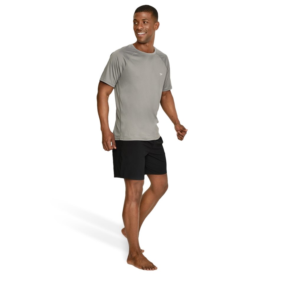 Men's Easy Solid Short Sleeve Swim Rashguard Gray