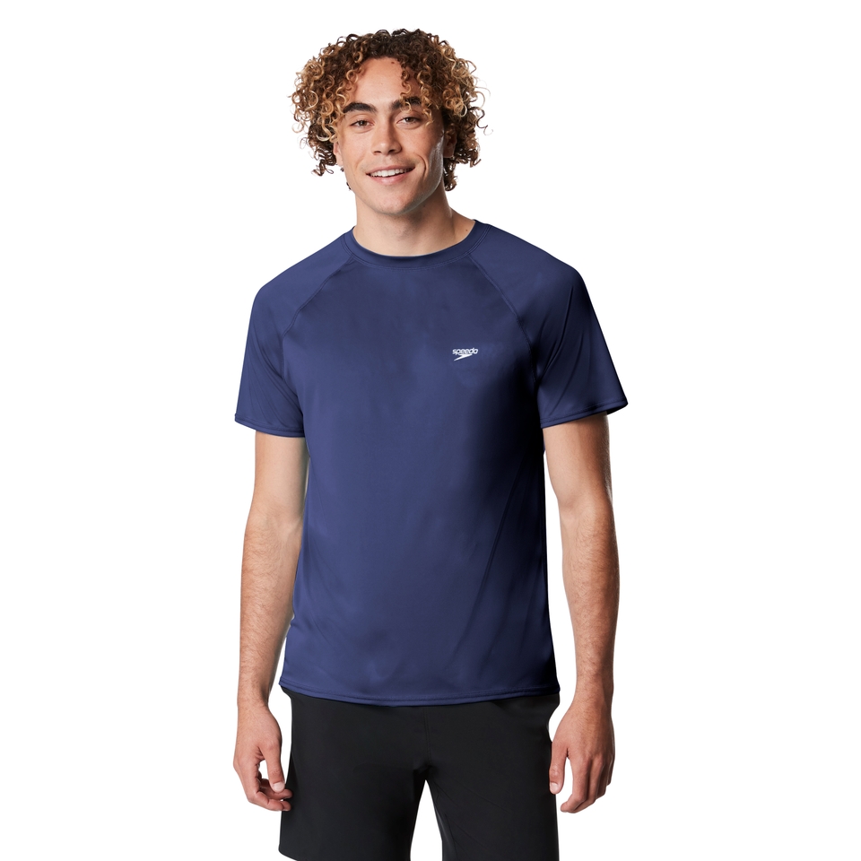 Men's Easy Solid Short Sleeve Swim Rashguard Navy