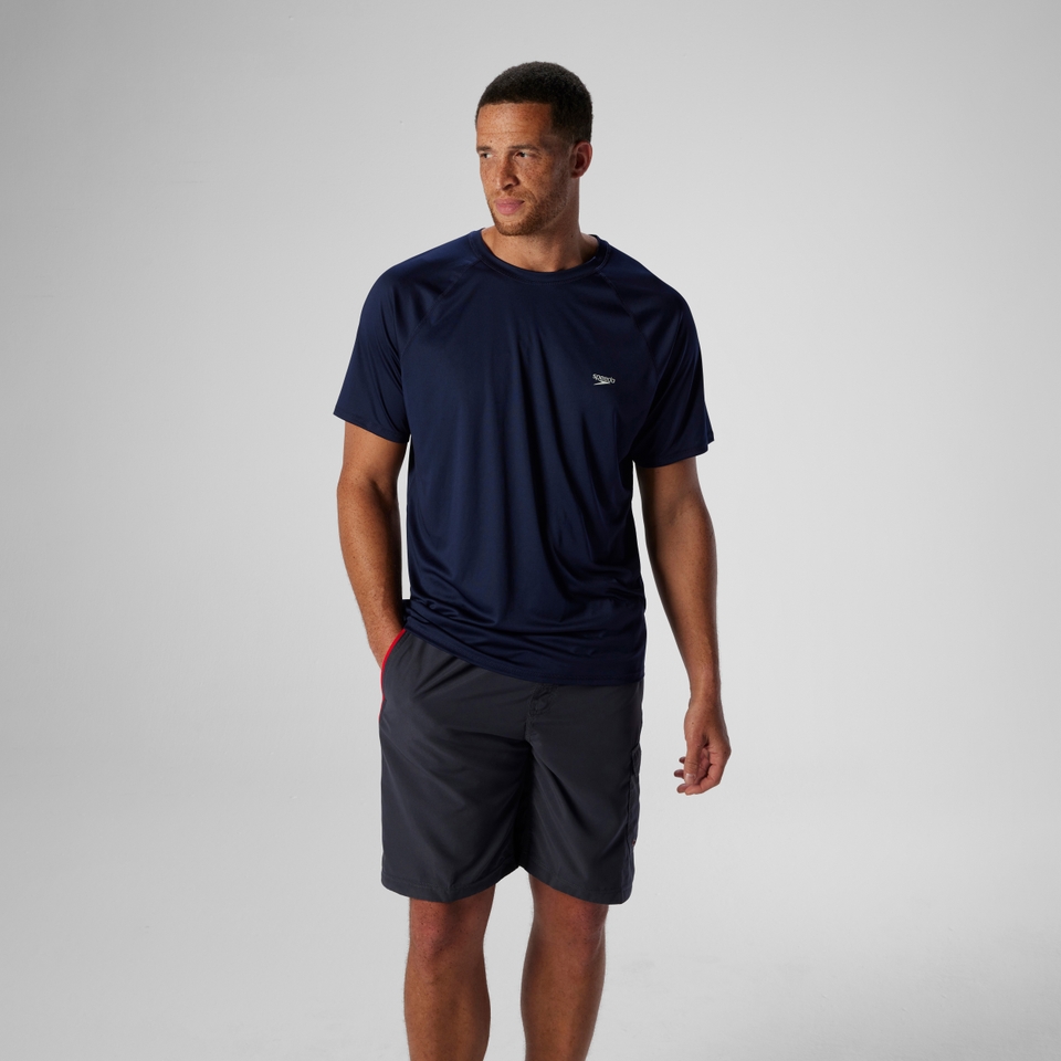 Men's Easy Solid Short Sleeve Swim Rashguard Navy