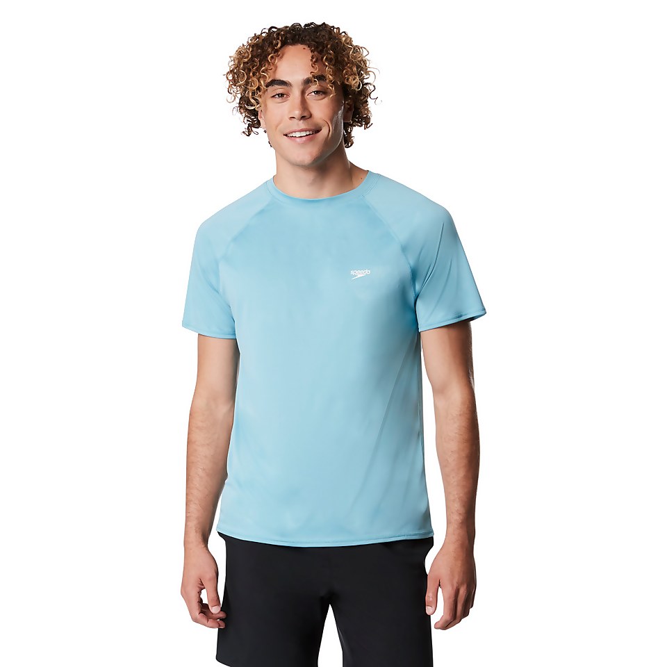 Men's New Easy Short Sleeve Swim Rashguard Blue