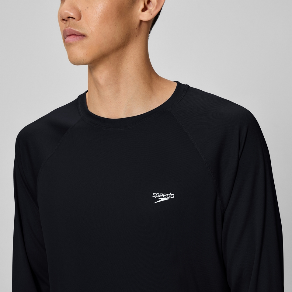 Men's Easy Solid Long Sleeve Swim Rashguard Black
