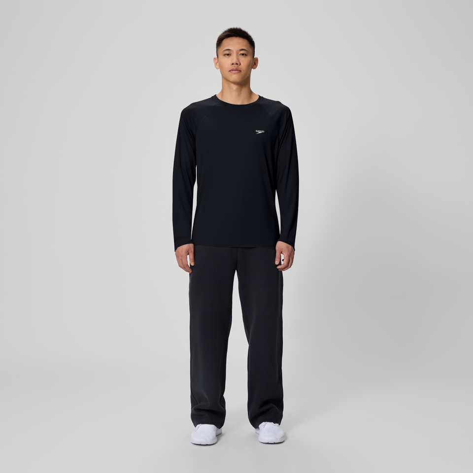 Men's Easy Solid Long Sleeve Swim Rashguard Black