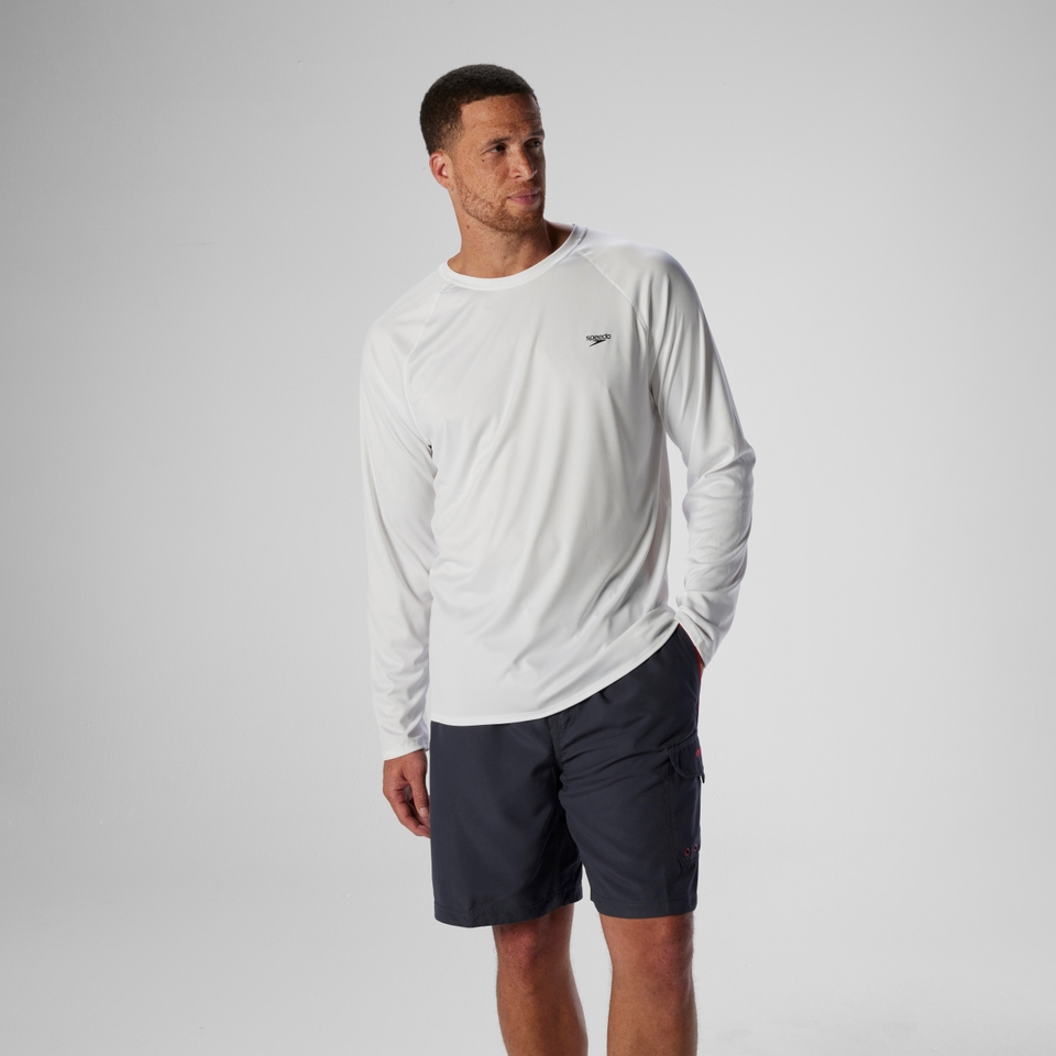 Men's Easy Solid Long Sleeve Swim Rashguard White