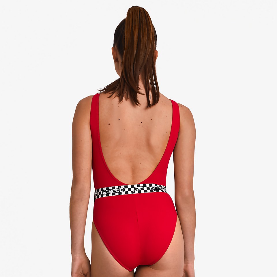 Belted Deep U-Back One Piece