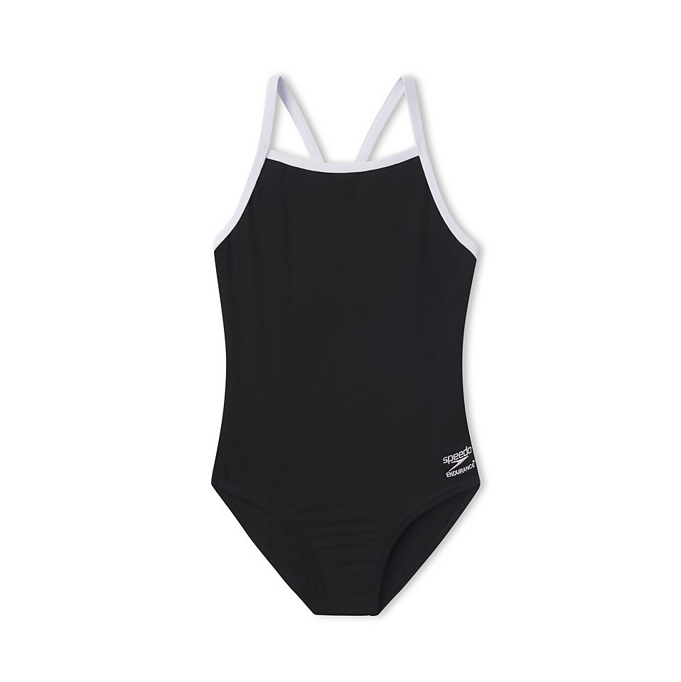Girl's Endurance+ Solid Flyback Training One Piece Black