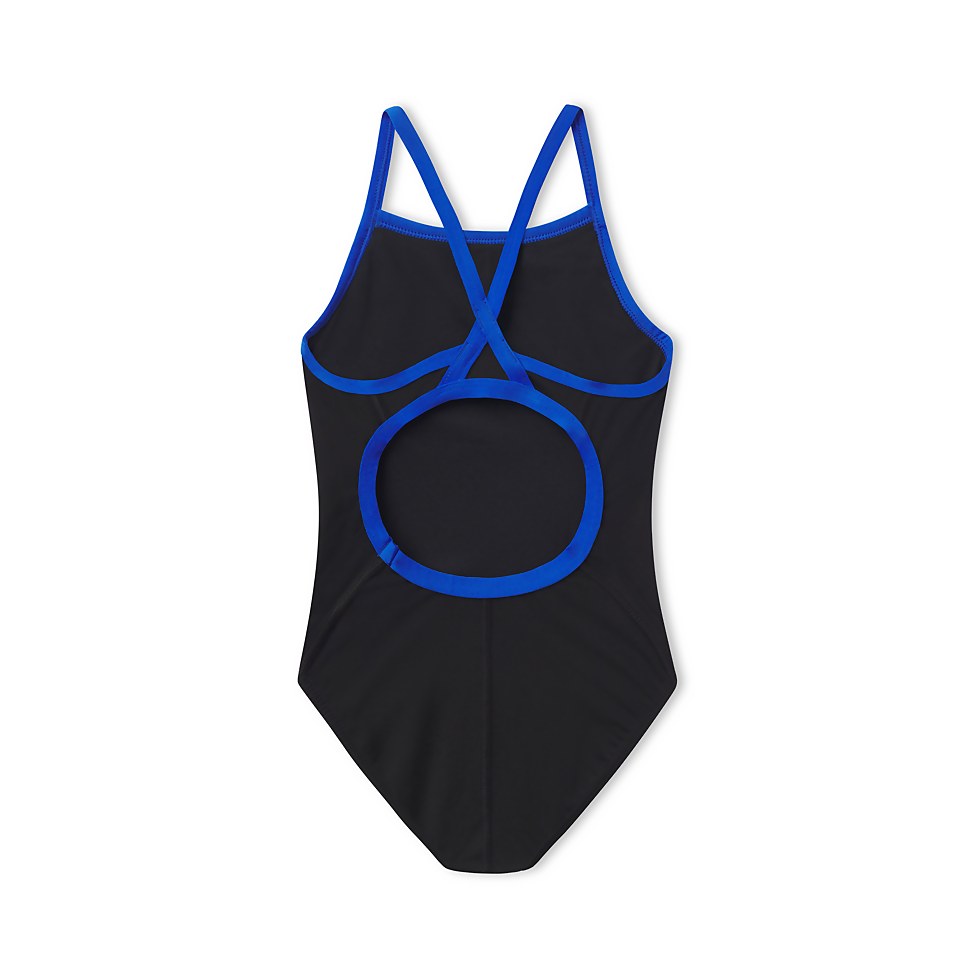 Girl's Endurance+ Solid Flyback Training One Piece Black/Blue
