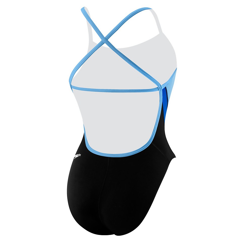 Monopièce Launch Splice Cross Back Speedo Endurance+ pour femmes, bleu