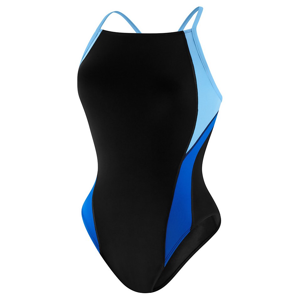 Girl's Youth Endurance+ Splice Cross Back One Piece Blue