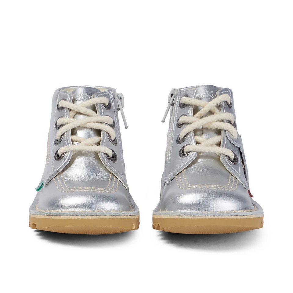 Infant Unisex Kick Hi Zip Leather Silver