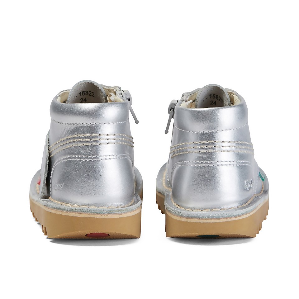 Infant Unisex Kick Hi Zip Leather Silver