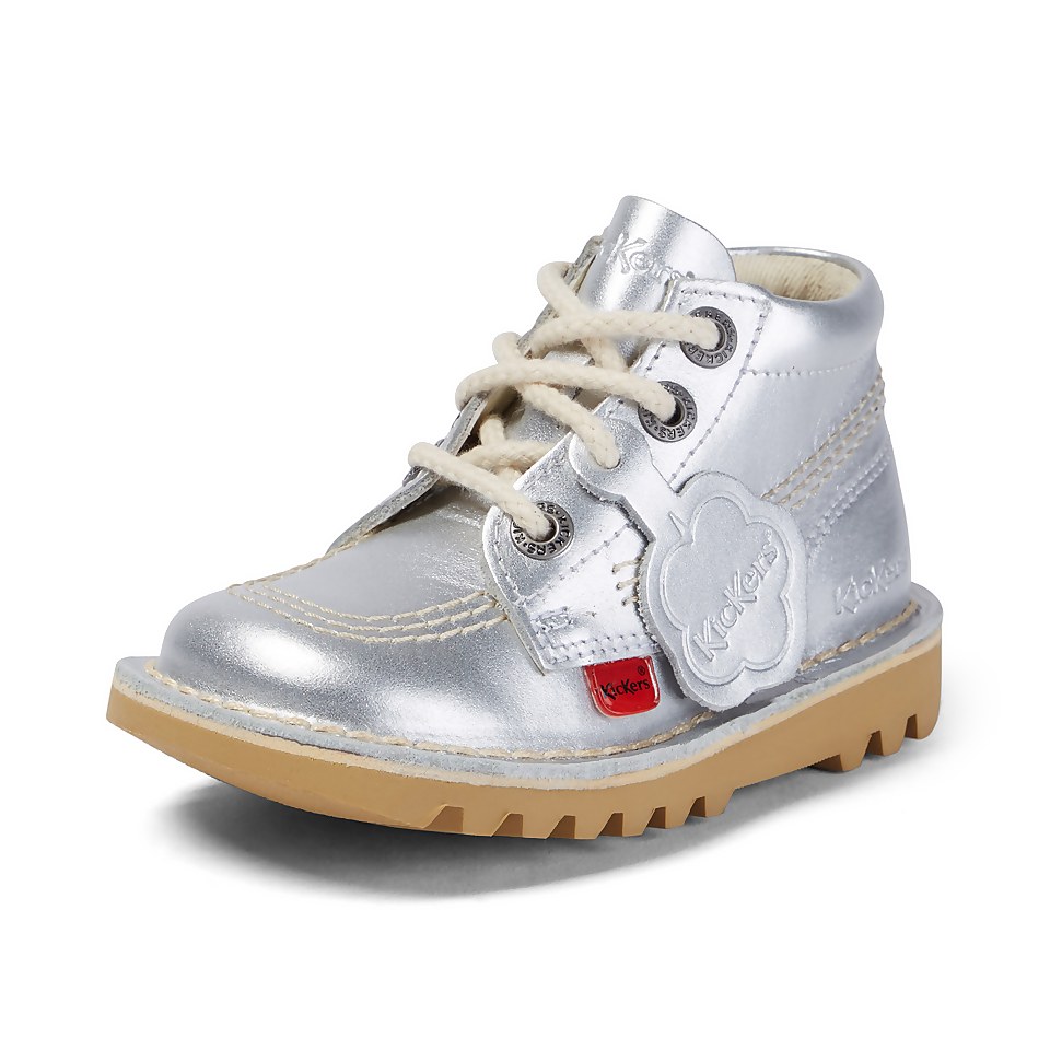 Infant Unisex Kick Hi Zip Leather Silver
