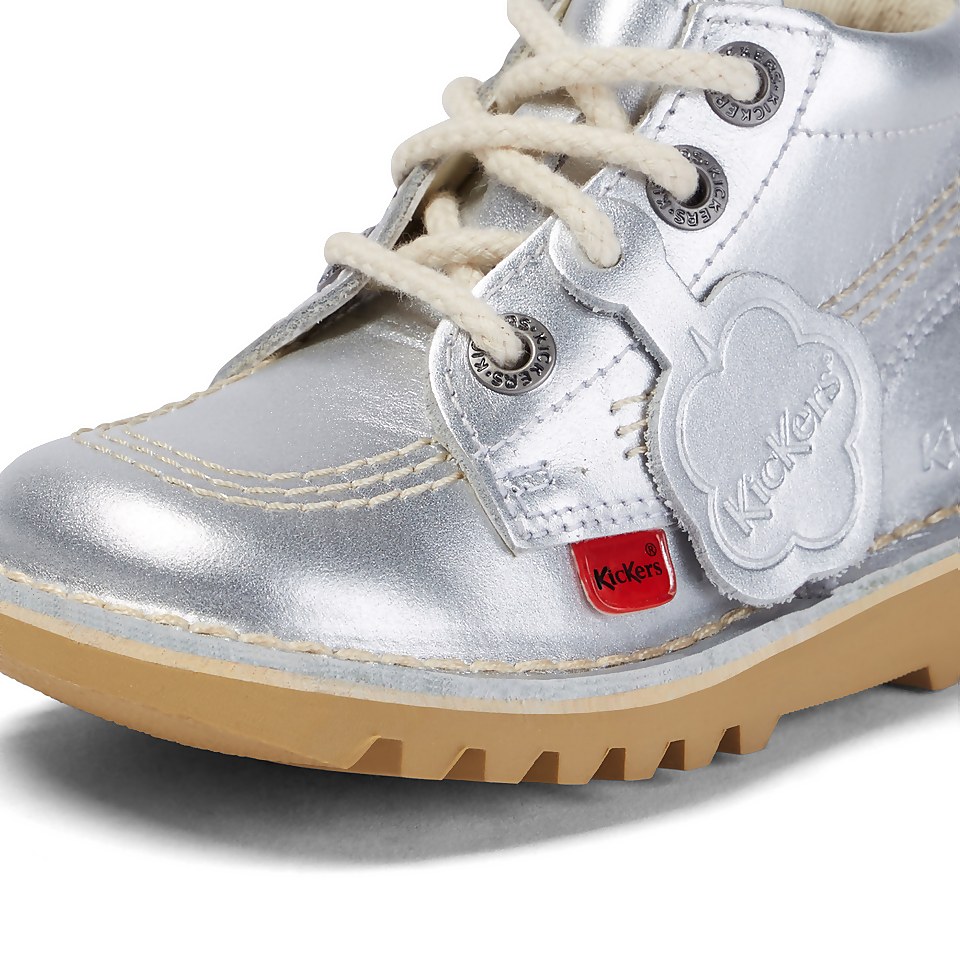 Infant Unisex Kick Hi Zip Leather Silver