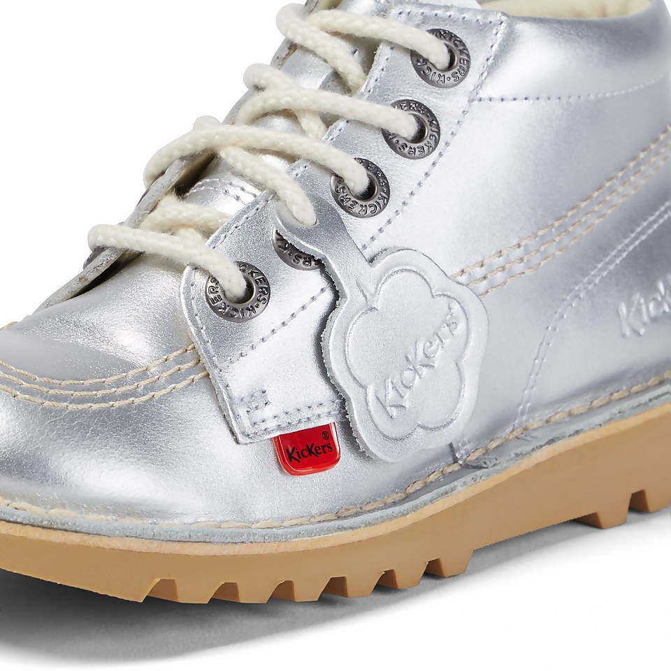Junior Unisex Kick Hi Zip Leather Silver