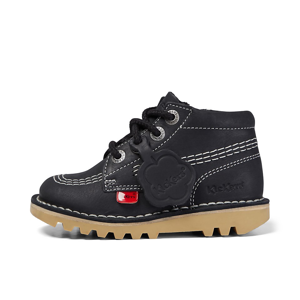Junior Unisex Kick Hi Zip Leather Black/White