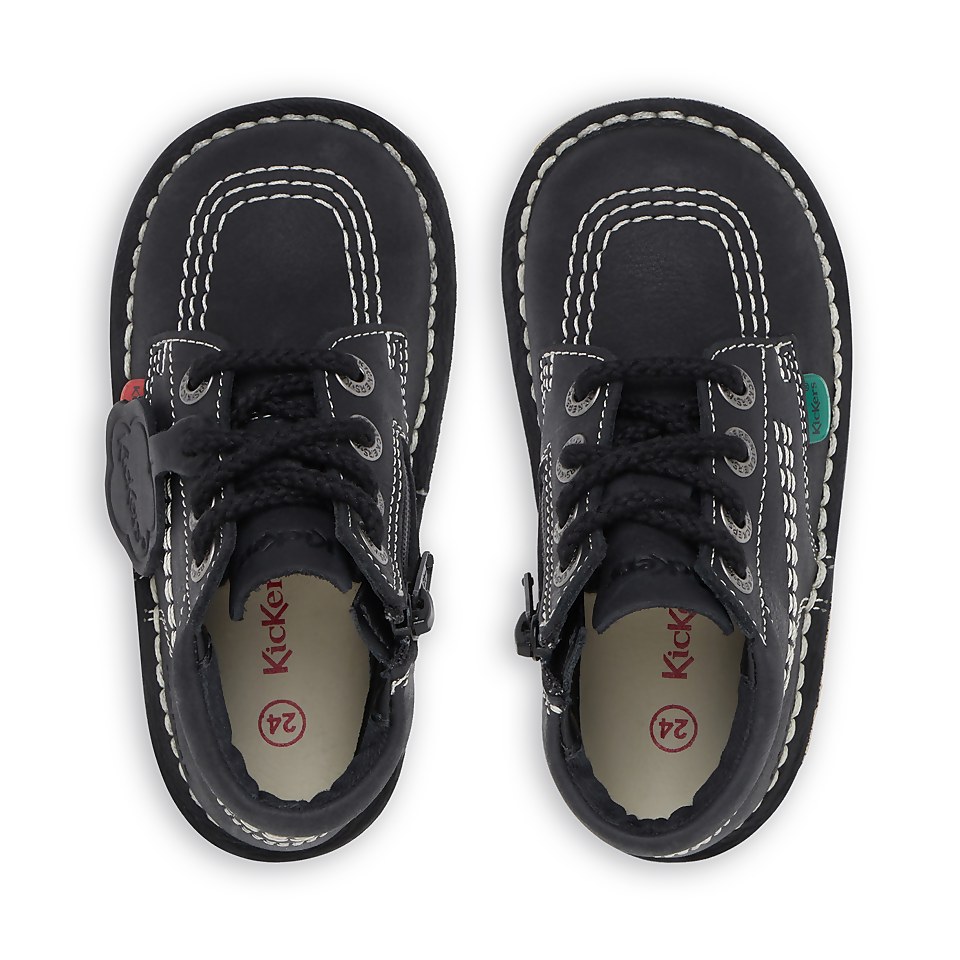 Junior Unisex Kick Hi Zip Leather Black/White