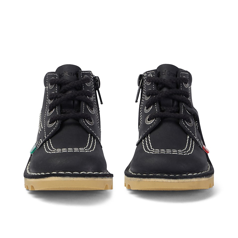 Infant Unisex Kick Hi Zip Leather Black/White