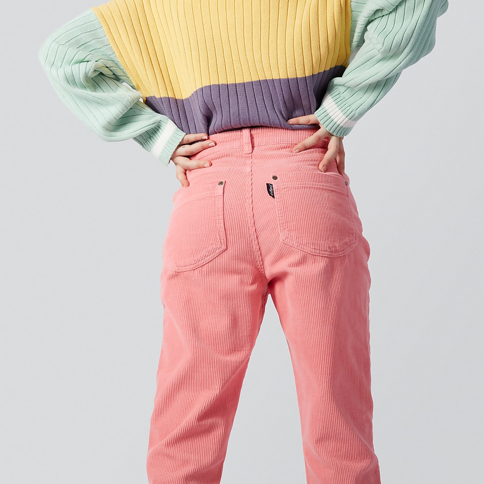 Women's Slim Leg Cord Trouser Pink