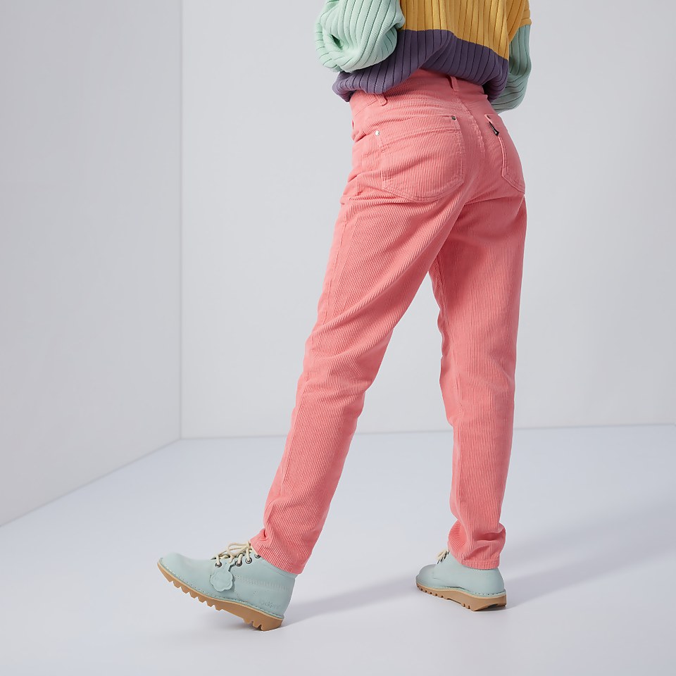 Women's Slim Leg Cord Trouser Pink