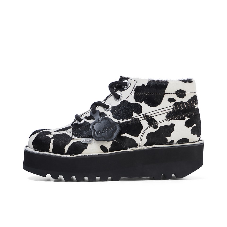 Adult Women's Kick Hi Leather stack cow print