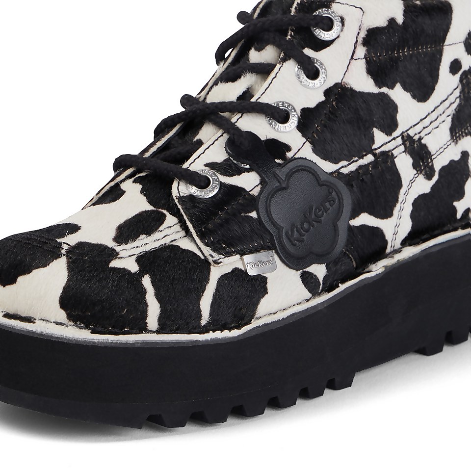 Adult Women's Kick Hi Leather stack cow print