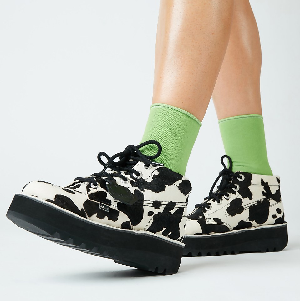 Adult Women's Kick Hi Leather stack cow print