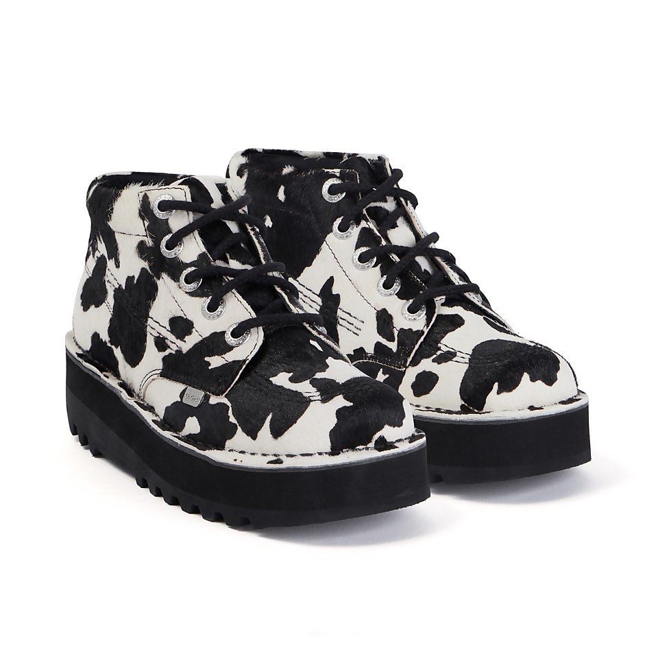 Adult Women's Kick Hi Leather stack cow print