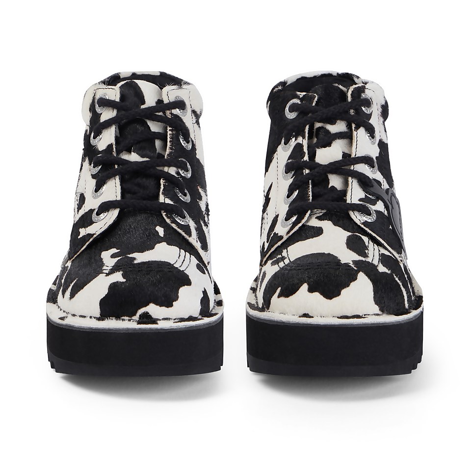 Adult Women's Kick Hi Leather stack cow print