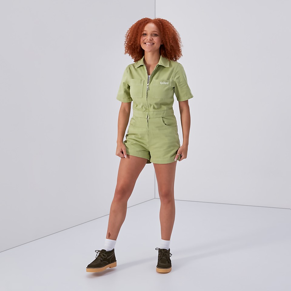 Women's Drill Utility Playsuit Lime