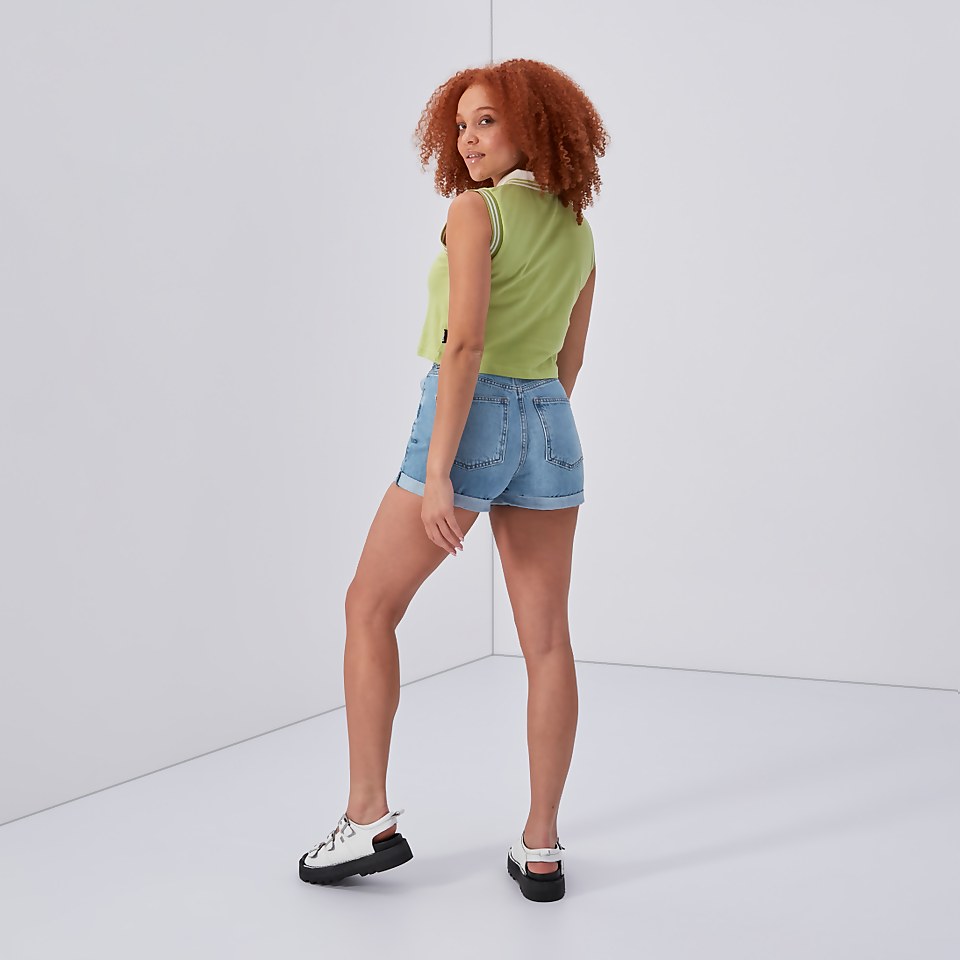 Women's Cropped Polo Shirt Lime