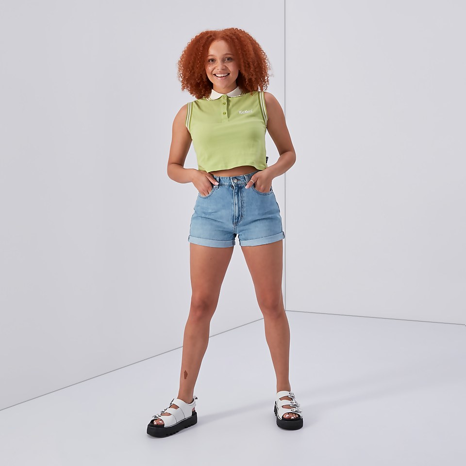 Women's Cropped Polo Shirt Lime