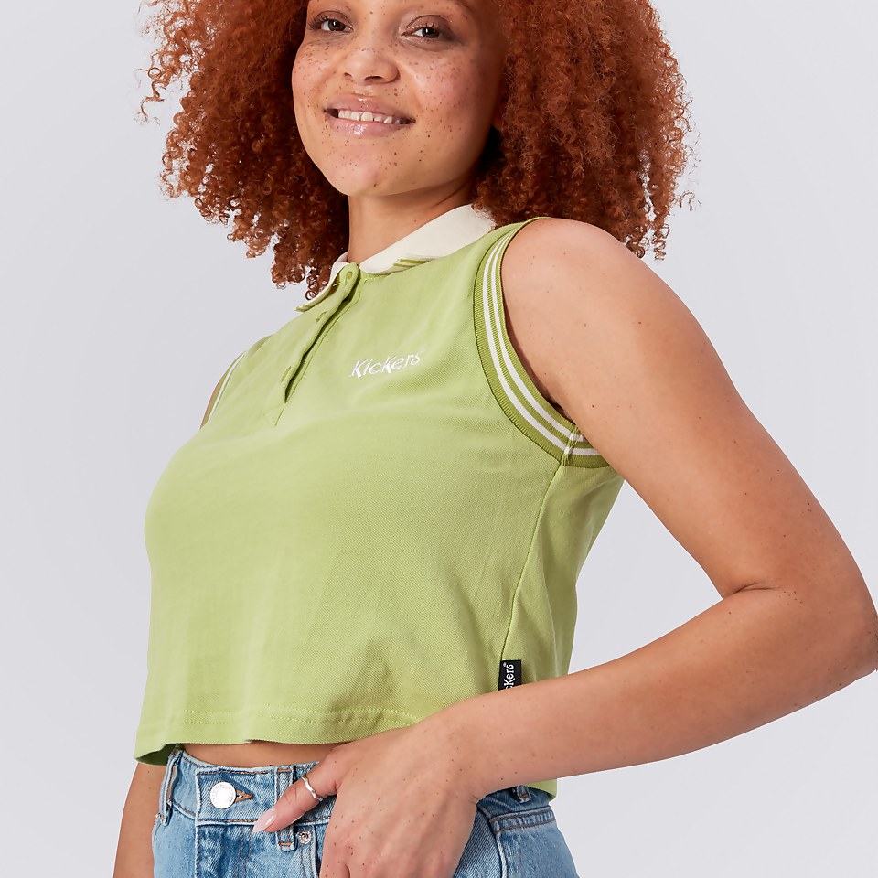 Women's Cropped Polo Shirt Lime