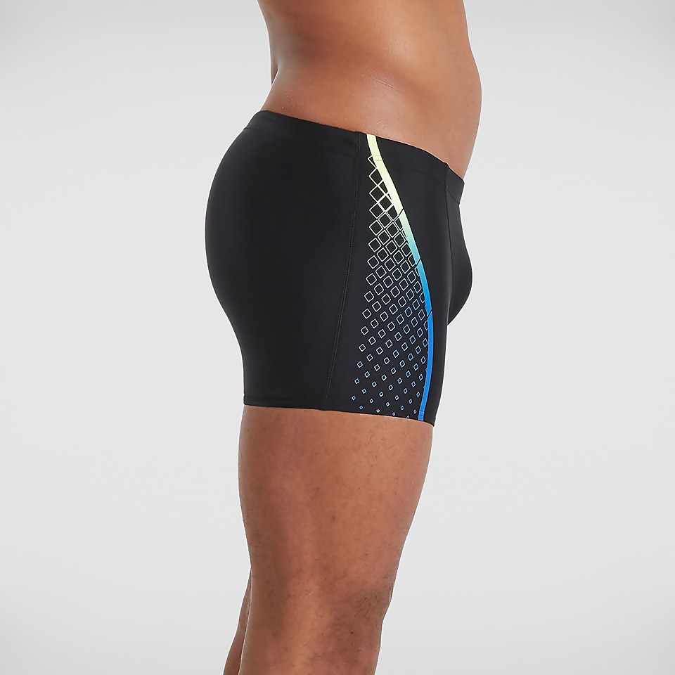 Mens Printed V-Cut Aquashort Black & Blue