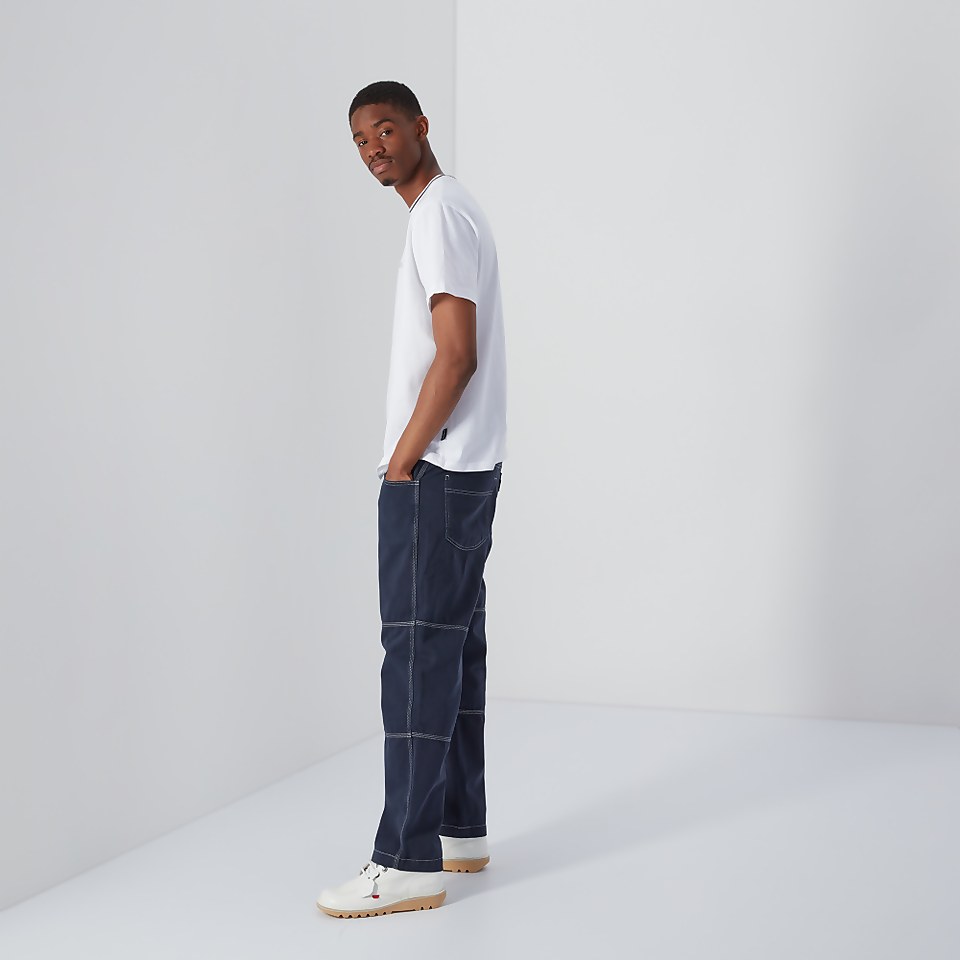 Men's Striped Collar T-Shirt White