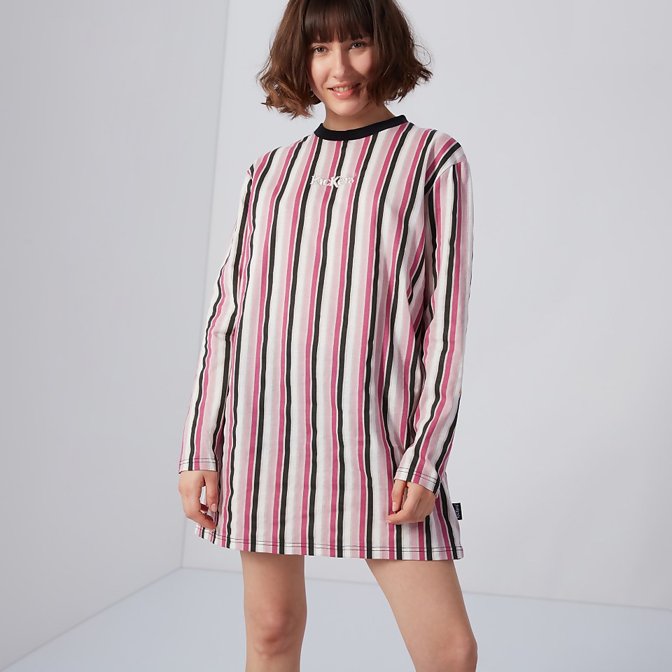 Women's Vertical Stripe Dress Pink