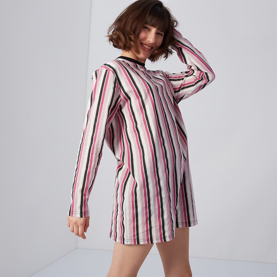 Women's Vertical Stripe Dress Pink