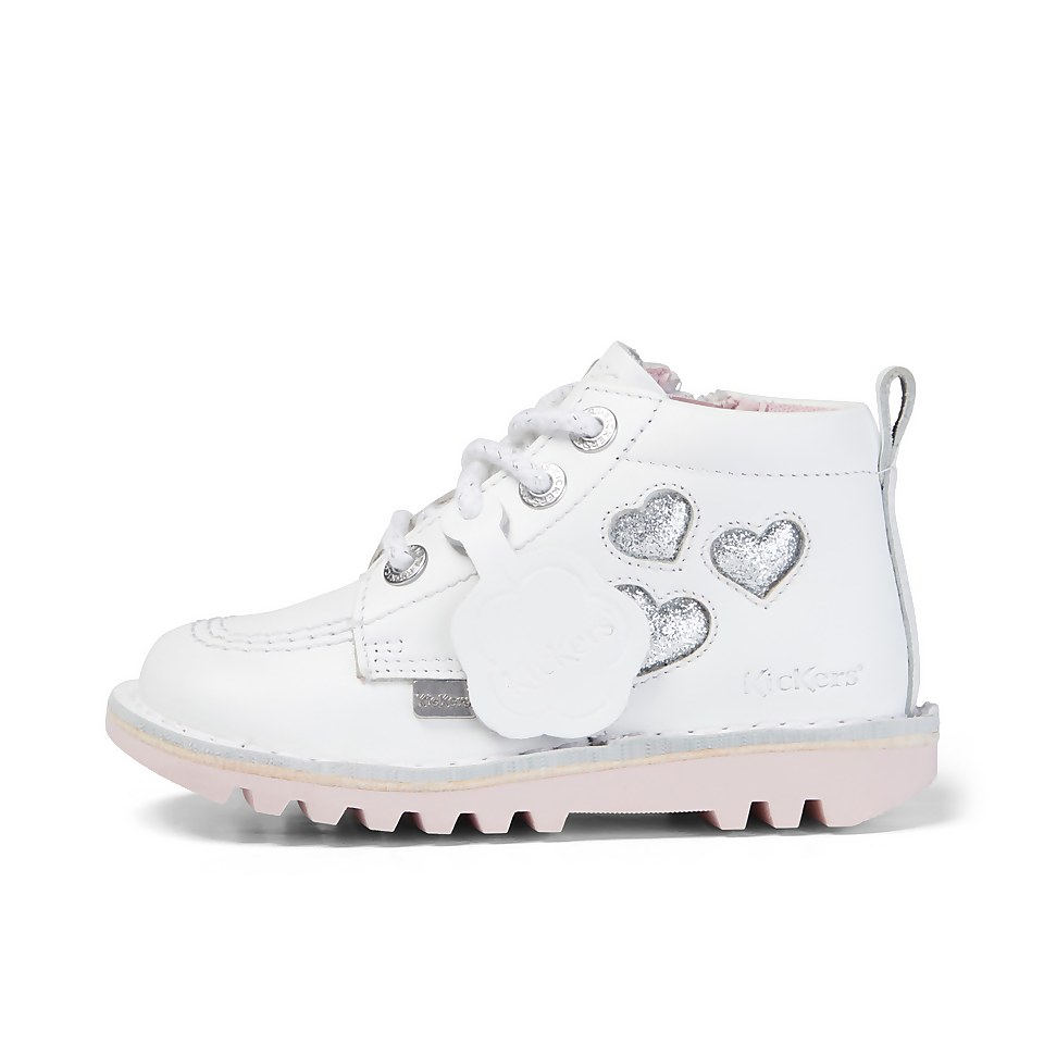Infant Girls Kick Hi Heart Leather White