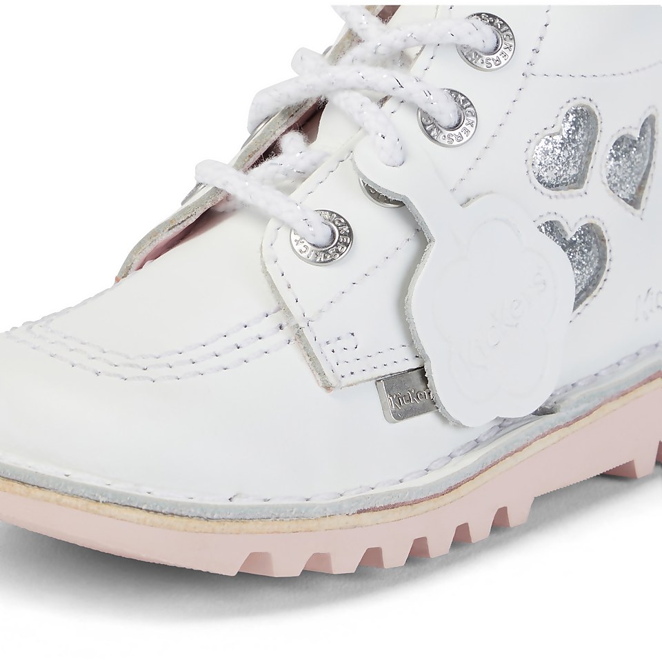Infant Girls Kick Hi Heart Leather White